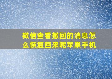 微信查看撤回的消息怎么恢复回来呢苹果手机