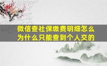 微信查社保缴费明细怎么为什么只能查到个人交的