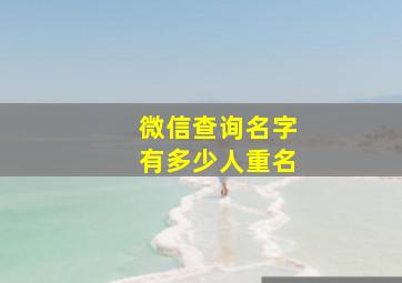 微信查询名字有多少人重名