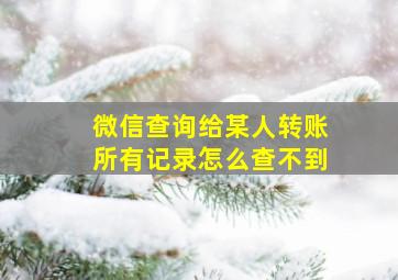 微信查询给某人转账所有记录怎么查不到