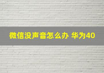 微信没声音怎么办 华为40