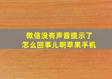 微信没有声音提示了怎么回事儿啊苹果手机