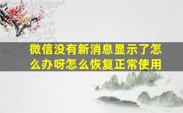 微信没有新消息显示了怎么办呀怎么恢复正常使用