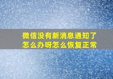 微信没有新消息通知了怎么办呀怎么恢复正常