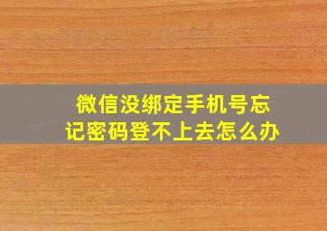 微信没绑定手机号忘记密码登不上去怎么办