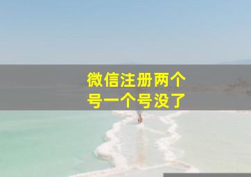 微信注册两个号一个号没了