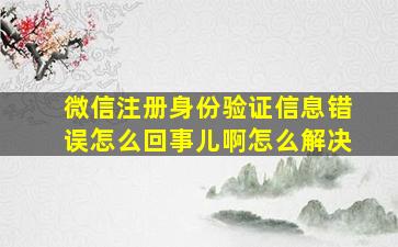 微信注册身份验证信息错误怎么回事儿啊怎么解决