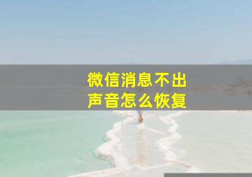 微信消息不出声音怎么恢复