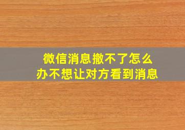 微信消息撤不了怎么办不想让对方看到消息