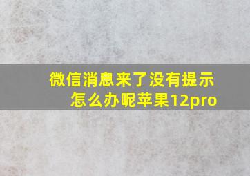 微信消息来了没有提示怎么办呢苹果12pro