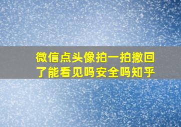 微信点头像拍一拍撤回了能看见吗安全吗知乎