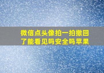 微信点头像拍一拍撤回了能看见吗安全吗苹果