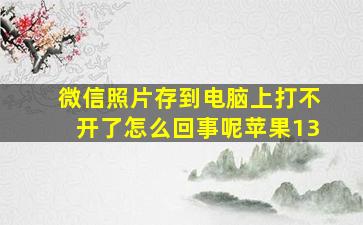 微信照片存到电脑上打不开了怎么回事呢苹果13