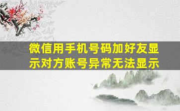 微信用手机号码加好友显示对方账号异常无法显示