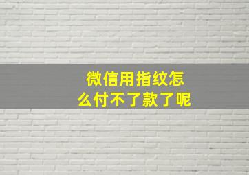 微信用指纹怎么付不了款了呢