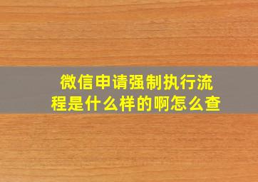 微信申请强制执行流程是什么样的啊怎么查