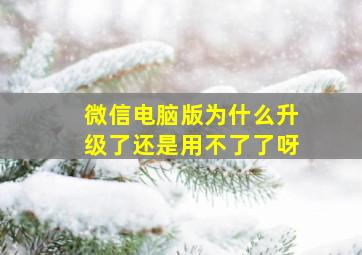 微信电脑版为什么升级了还是用不了了呀