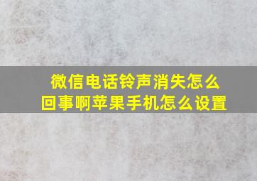 微信电话铃声消失怎么回事啊苹果手机怎么设置