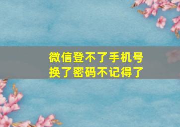 微信登不了手机号换了密码不记得了