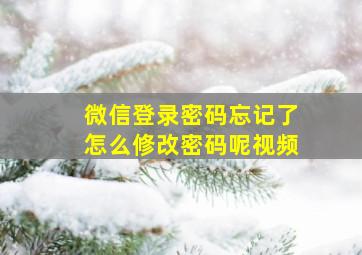 微信登录密码忘记了怎么修改密码呢视频