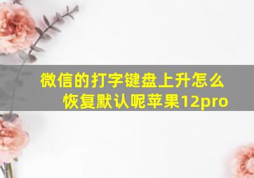 微信的打字键盘上升怎么恢复默认呢苹果12pro