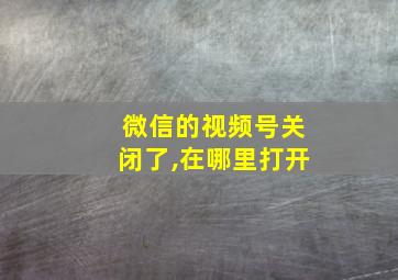 微信的视频号关闭了,在哪里打开