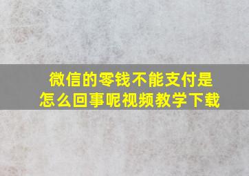 微信的零钱不能支付是怎么回事呢视频教学下载