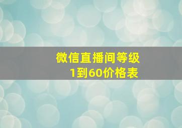 微信直播间等级1到60价格表