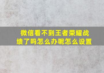 微信看不到王者荣耀战绩了吗怎么办呢怎么设置