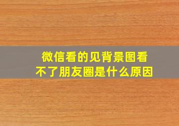 微信看的见背景图看不了朋友圈是什么原因