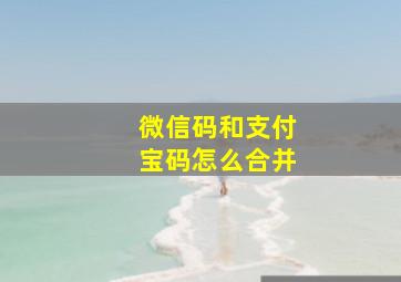 微信码和支付宝码怎么合并