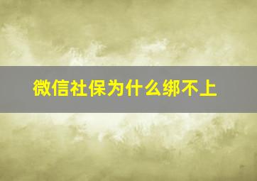 微信社保为什么绑不上