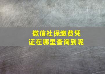 微信社保缴费凭证在哪里查询到呢