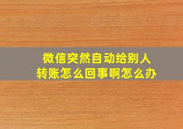 微信突然自动给别人转账怎么回事啊怎么办