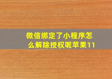 微信绑定了小程序怎么解除授权呢苹果11