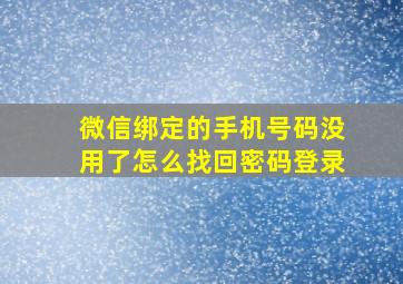 微信绑定的手机号码没用了怎么找回密码登录