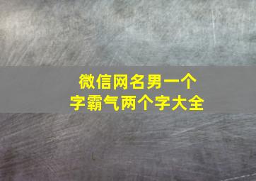 微信网名男一个字霸气两个字大全