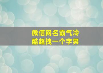 微信网名霸气冷酷超拽一个字男