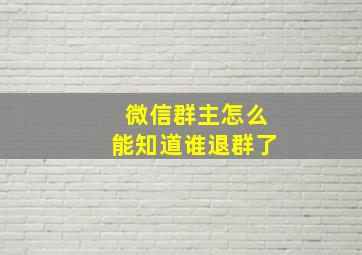 微信群主怎么能知道谁退群了