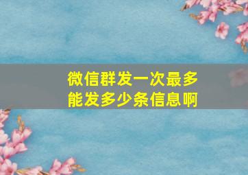 微信群发一次最多能发多少条信息啊