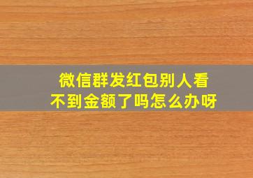 微信群发红包别人看不到金额了吗怎么办呀