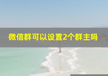 微信群可以设置2个群主吗