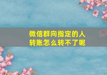 微信群向指定的人转账怎么转不了呢