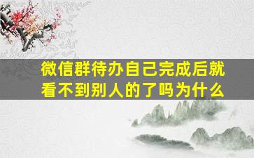 微信群待办自己完成后就看不到别人的了吗为什么