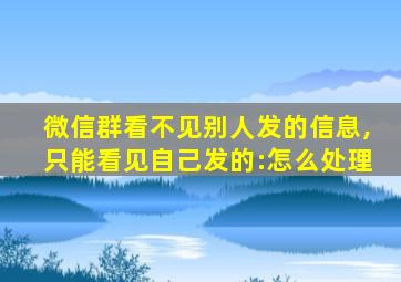 微信群看不见别人发的信息,只能看见自己发的:怎么处理