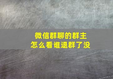 微信群聊的群主怎么看谁退群了没