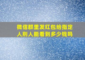 微信群里发红包给指定人别人能看到多少钱吗