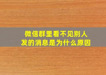 微信群里看不见别人发的消息是为什么原因