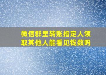 微信群里转账指定人领取其他人能看见钱数吗