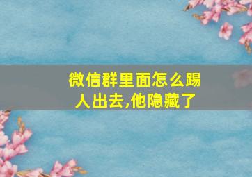 微信群里面怎么踢人出去,他隐藏了